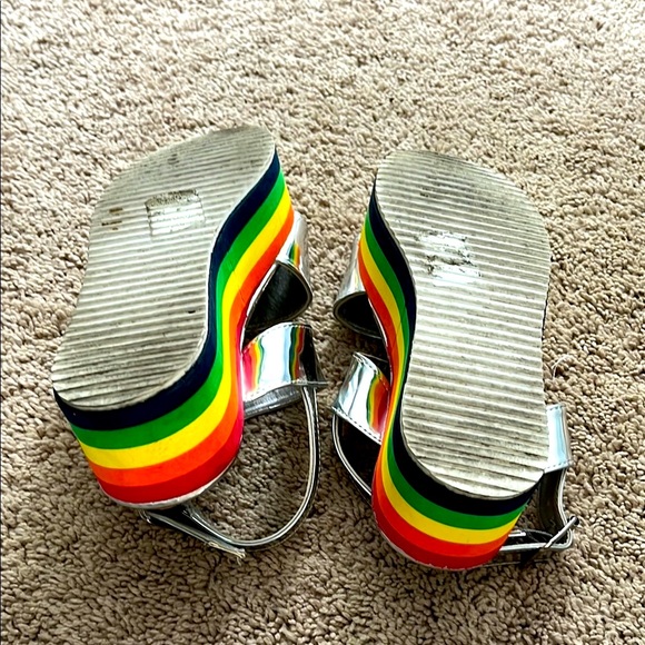 Silver Platform Sandals with Rainbow Soles - Picture 7 of 7
